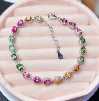 Rainbow Color Candy Color Tourmaline Fashion Inlaid Colorful Zircon Bracelet sku image 1
