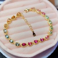 Rainbow Color Candy Color Tourmaline Fashion Inlaid Colorful Zircon Bracelet sku image 2