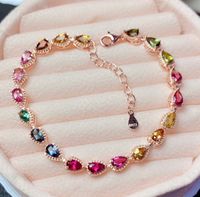 Rainbow Color Candy Color Tourmaline Fashion Inlaid Colorful Zircon Bracelet sku image 3
