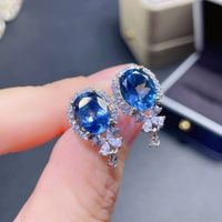 New Fashion Imitation Natural Blue Topaz Copper Earrings sku image 1