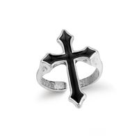 Retro Punk Style Black Big Cross Ring Gothic Alloy Ring sku image 1
