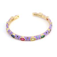 Vintage Micro-inlaid Zircon Color Dripping Oil Adjustable Opening Bracelet sku image 3