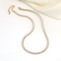 Hip-hop Jewelry Micro-inlaid Zircon Single Row Copper Necklace sku image 1