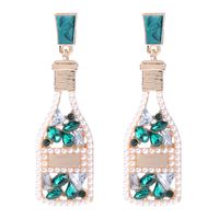 Fashion Wine Bottle Diamond Alloy Artificial Gemstones Earrings sku image 2