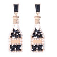 Fashion Wine Bottle Diamond Alloy Artificial Gemstones Earrings sku image 3