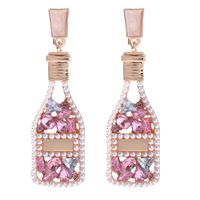 Fashion Wine Bottle Diamond Alloy Artificial Gemstones Earrings sku image 4
