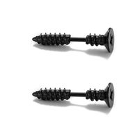 New Creative C-shaped Stainless Steel Men's Stud Earrings Screw Tip Cone Chain Ear Clips sku image 6