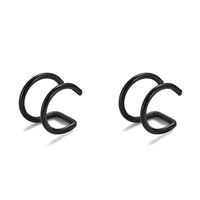 New Creative C-shaped Stainless Steel Men's Stud Earrings Screw Tip Cone Chain Ear Clips sku image 2