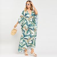 European And American New Leaves Loose Large Size Holiday Dress Seaside Beach Blouse sku image 1