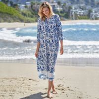 New Rayon Positioning Flower Shirt Skirt Seaside Holiday Sunscreen Bikini Blouse sku image 1