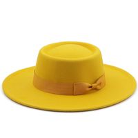 Dome Bow 8.5cm Big Brim Hat Autumn And Winter Wool Top Hat Jazz Hat sku image 2