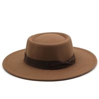 Dome Bow 8.5cm Big Brim Hat Autumn And Winter Wool Top Hat Jazz Hat sku image 7