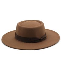 Sombrero De Ala Grande Con Lazo De Cúpula De 8,5 Cm, Sombrero De Copa De Lana Para Otoño E Invierno, Sombrero De Jazz sku image 7