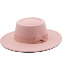 Dome Bow 8.5cm Big Brim Hat Autumn And Winter Wool Top Hat Jazz Hat sku image 10