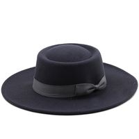 Dome Bow 8.5cm Big Brim Hat Autumn And Winter Wool Top Hat Jazz Hat sku image 24