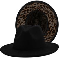 British Retro Woolen Fashion Striped Felt Four Seasons Simple Big-brimmed Jazz Hats sku image 1