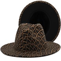 British Retro Woolen Fashion Striped Felt Four Seasons Simple Big-brimmed Jazz Hats sku image 2