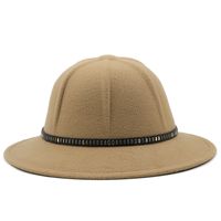 Woolen Basin Hat Topper Men Fisherman Hat Fashion Big Brim Felt Hat sku image 6