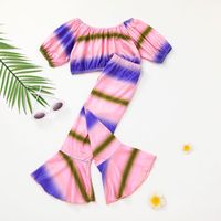 Cross-border European And American Girls Tie-dye Pullover Suit Sexy Girls Long-sleeved Top + Flared Pants Two-piece Set main image 1