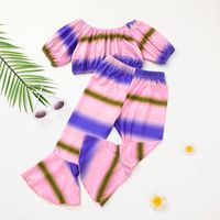 Cross-border European And American Girls Tie-dye Pullover Suit Sexy Girls Long-sleeved Top + Flared Pants Two-piece Set main image 3