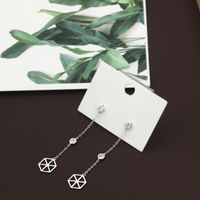 Boucles D&#39;oreilles Longues Pendentif Hexagone En Cuivre Doré De Luxe Simple Et Léger main image 4