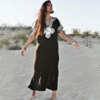 New Cotton Rope Embroidery Long Skirt Beach Sun Protection Clothing Swimsuit Blouse main image 1