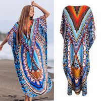 New Cotton Printing Beach Long Skirt Loose Large Size Robe Style Holiday Skirt main image 3
