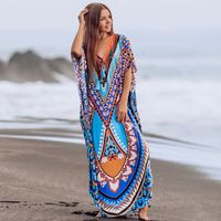 New Cotton Printing Beach Long Skirt Loose Large Size Robe Style Holiday Skirt main image 4