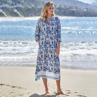 New Rayon Positioning Flower Shirt Skirt Seaside Holiday Sunscreen Bikini Blouse main image 3