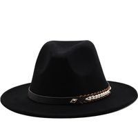 Nouveau Chapeau De Jazz En Laine Chapeau De Feutre Grand Bord Ceinture De Mode Chapeau Haut De Forme main image 1