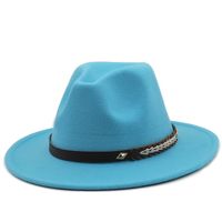 New Woolen Jazz Hat Felt Hat Big Brim Fashion Belt Top Hat main image 3