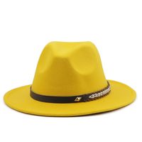 New Woolen Jazz Hat Felt Hat Big Brim Fashion Belt Top Hat main image 4