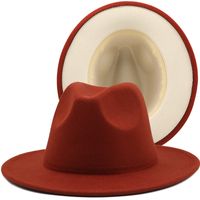 Retro Wool Top Double-sided Color-blocking Felt Women's Flat-brimmed Jazz Hat main image 1