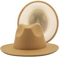 Retro Wool Top Double-sided Color-blocking Felt Women's Flat-brimmed Jazz Hat main image 4