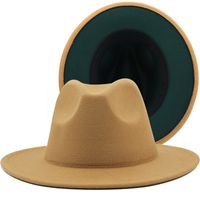 Retro Wool Top Double-sided Color-blocking Felt Women's Flat-brimmed Jazz Hat main image 5