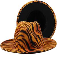 British Retro Woolen Fashion Striped Felt Four Seasons Simple Big-brimmed Jazz Hats main image 1