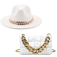 British  European And American Big Brimmed Hat Chain Big Brimmed Felt Hat main image 3