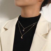 Collier Étoile En Diamant Plein Croissant Européen Et Américain Femme main image 1