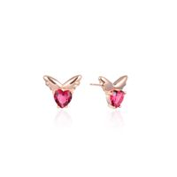 Fashion Butterfly Inlaid Zirconium S925 Silver Simple Heart Earrings main image 6