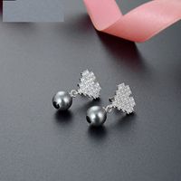 Simple Inlaid Zircon Heart Pearl S925 Silver Earrings Wholesale main image 3