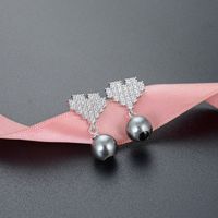 Simple Inlaid Zircon Heart Pearl S925 Silver Earrings Wholesale main image 1