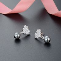 Simple Inlaid Zircon Heart Pearl S925 Silver Earrings Wholesale main image 5