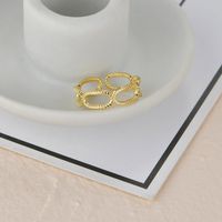 14k Gold Embossed Oval New Ring Ladies Retro Titanium Steel Open Index Finger Ring main image 1