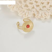Vintage Einfacher Geprägter Rubin C-förmiger Ring Damen-nischen-titan-stahl Offener Ring main image 3