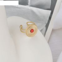 Vintage Einfacher Geprägter Rubin C-förmiger Ring Damen-nischen-titan-stahl Offener Ring main image 5