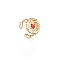 Vintage Einfacher Geprägter Rubin C-förmiger Ring Damen-nischen-titan-stahl Offener Ring main image 6