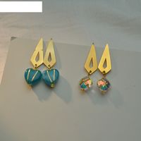 Fashion Gemstone Geometric Retro Simple Earrings Copper Earrings main image 1