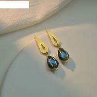 Fashion Gemstone Geometric Retro Simple Earrings Copper Earrings main image 3