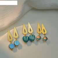 Fashion Gemstone Geometric Retro Simple Earrings Copper Earrings main image 4
