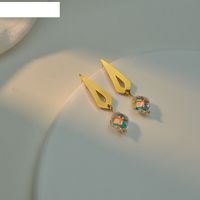 Fashion Gemstone Geometric Retro Simple Earrings Copper Earrings main image 5